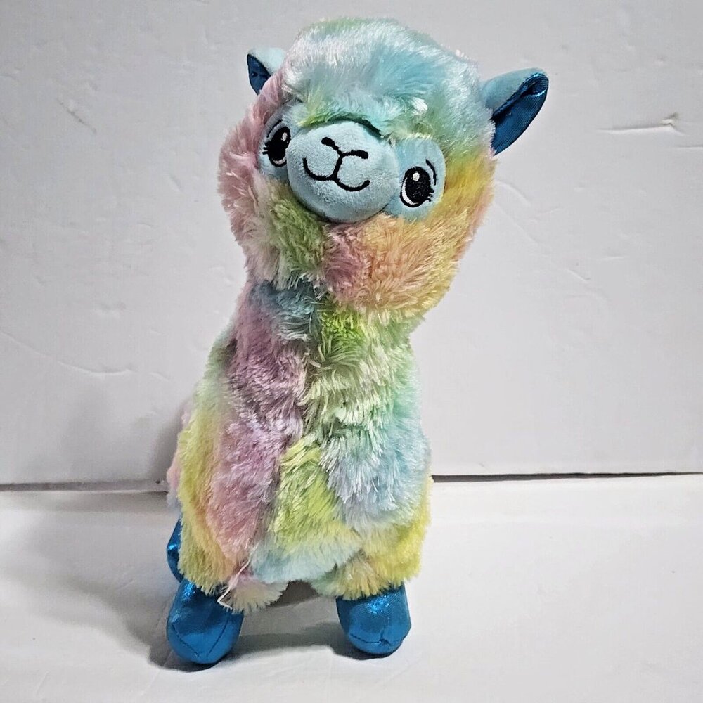 Nanco Llama Alpaca Pastel Rainbow Sewn Eyes Plush Shiny‎ Feet Ears 12"